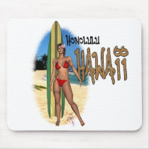 Honolulu Hawaii Surfer Girl Mousepad