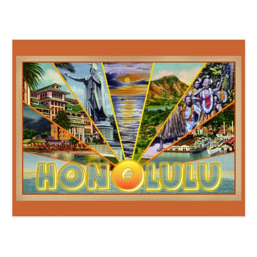 Honolulu Hawaii vintage postcard Zazzle
