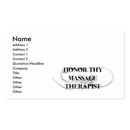Honor Thy Massage Therapist Business Card Template (front side)