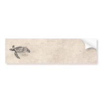 Honu Hawaiian Sea Turtle on Vintage Parchment Bumper Sticker