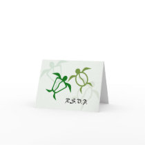 Honu Petroglyph Green RSVP Folded style cards
