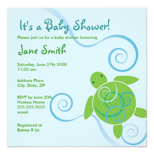 Honu Swirls Baby Shower or Birthday Invitation