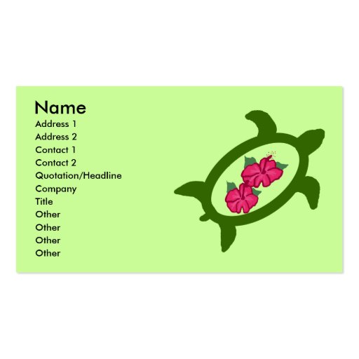 Honu with hibiscus flowers business cards