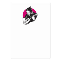 Hooded Man Playing Banjo Guitar Business Card Template