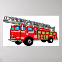 Hook and Ladder Fire Engine Poster