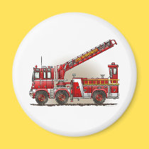 Hook and Ladder Fire Truck Round Magnet magnets