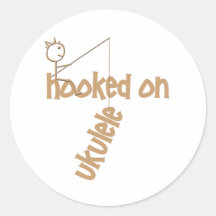 Hooked On Ukulele Round Sticker