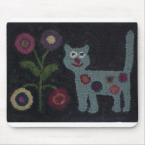 Hooked Rug Cat mousepads by traditionall Hooked Rug Cat mousepads