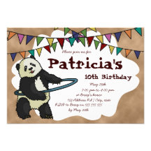 Hoola Hooping Panda, 3.5"x5" invitation