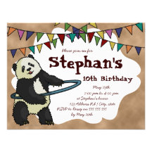 Hoola Hooping Panda, 4.25"x5.5" invitation