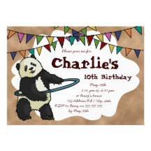 Hoola Hooping Panda, 4.5"x6.25" invitation