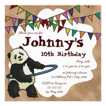 Hoola Hooping Panda, 5.25"x5.25" invitation