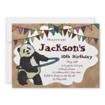Hoola Hooping Panda, 5.5"x7.5" invitation