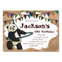 Hoola Hooping Panda, 5.5"x7.5" invitation
