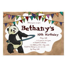 Hoola Hooping Panda, 5"x7" invitation