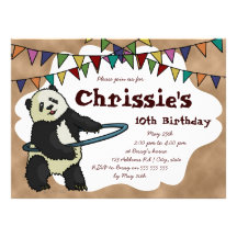 Hoola Hooping Panda, 6.5"x8.75" invitation