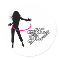 Hoop Girl-Hula Hoop Round Stickers