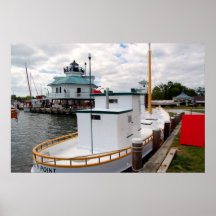 Hooper Strait Lighthouse & Crab Dredging Boat Poster