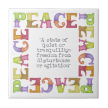 'Hoopla' Peace defined tile white