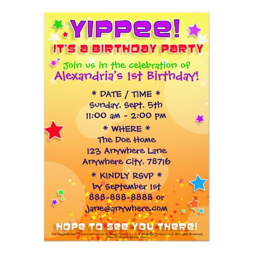 Hooray! Birthday Invite with "The GiggleBellies"