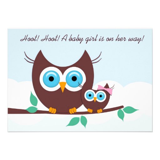 Hoot! Hoot! A baby girl is on her way! Invitation