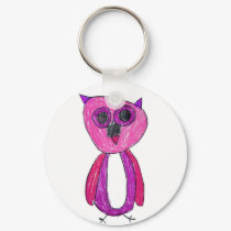 hoot hoot in pink keychains