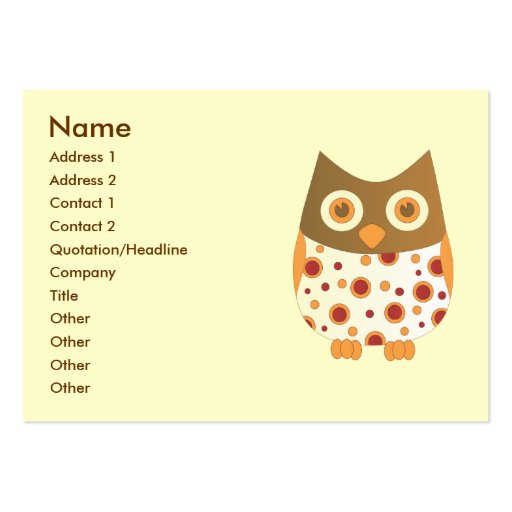 Hoot Owl Business Card Templates (front side)