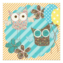 Hoot Owls Customized Birthday Invitation
