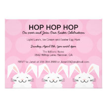 Hop Hop Bunny Rabbit Easter  Party Invitation