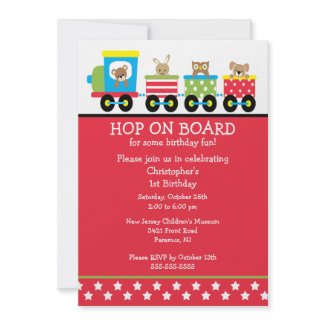 Hop on Board Birthday Train Invitation invitation