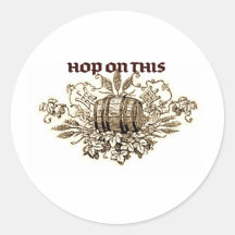 HOP ON THIS ... VINTAGE BEER KEG SEPIA TONE PRINT STICKERS
