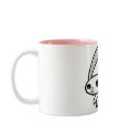 Hop the Rabbit with fluffy pink tail drinking mug