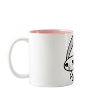 Hop the Rabbit with fluffy pink tail drinking mug