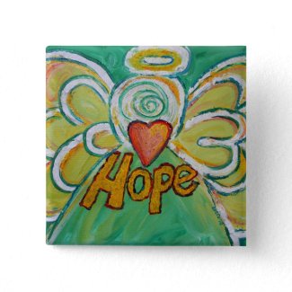 Hope Angel Word Art Pendant Button Pins button