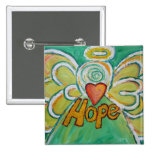Hope Angel Word Art Pendant Button Pins