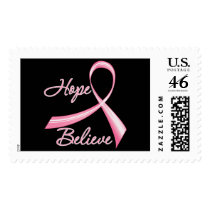Hope Believe Brush Ribbon Breast Cancer Stamp