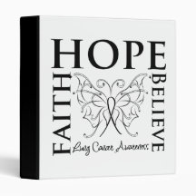 Hope Believe Faith - Lung Cancer 3 Ring Binder