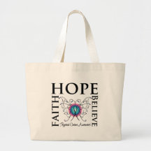Hope Believe Faith - Thyroid Cancer Canvas Bag