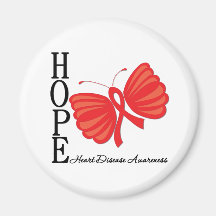 Hope Butterfly Heart Disease Magnets