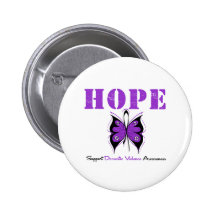 Hope Butterfly Ribbon Domestic Violence Button