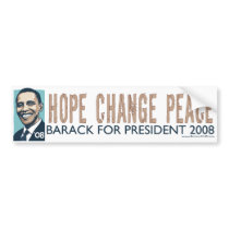 Hope Change Peace 08 Bumper Sticker bumper stickers by ObamaHomeboy Hope Change Peace 08 Bumper Sticker bumper stickers