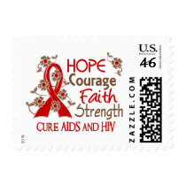 Hope Courage Faith Strength 3 AIDS Postage Stamp