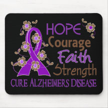 Hope Courage Faith Strength 3 Alzheimer's Disease Mouse Pads