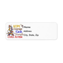 Hope Courage Faith Strength 3 Autism Custom Return Address Label