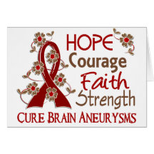 Hope Courage Faith Strength 3 Brain Aneurysms Greeting Card