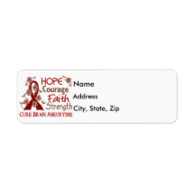 Hope Courage Faith Strength 3 Brain Aneurysms Return Address Label