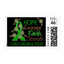 Hope Courage Faith Strength 3 Cerebral Palsy Postage Stamps