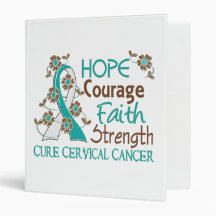Hope Courage Faith Strength 3 Cervical Cancer 3 Ring Binders
