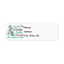 Hope Courage Faith Strength 3 Cervical Cancer Return Address Label
