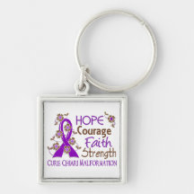 Hope Courage Faith Strength 3 Chiari Malformation Keychains